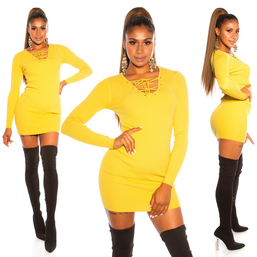 elegantes V-Neck Strickkleid